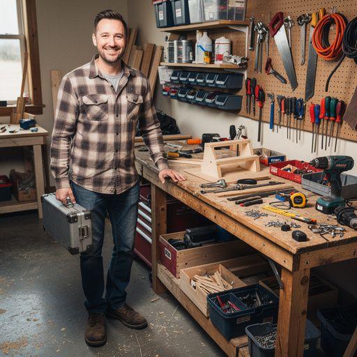 Ein Bild von einer gut ausgestatteten Werkstatt mit verschiedenen Handwerkzeugen.