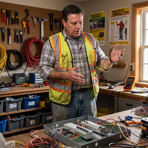 Eine Nahaufnahme von Händen, die an einer Steckdose arbeiten.